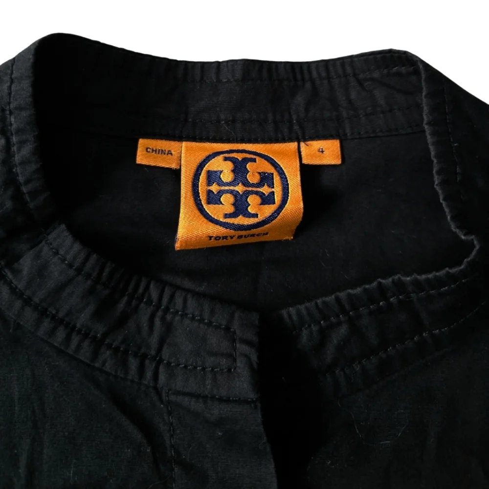 TORY BURCH Aaron Poplin Utility Shirt Blouse Ruched Sleeves Size 4